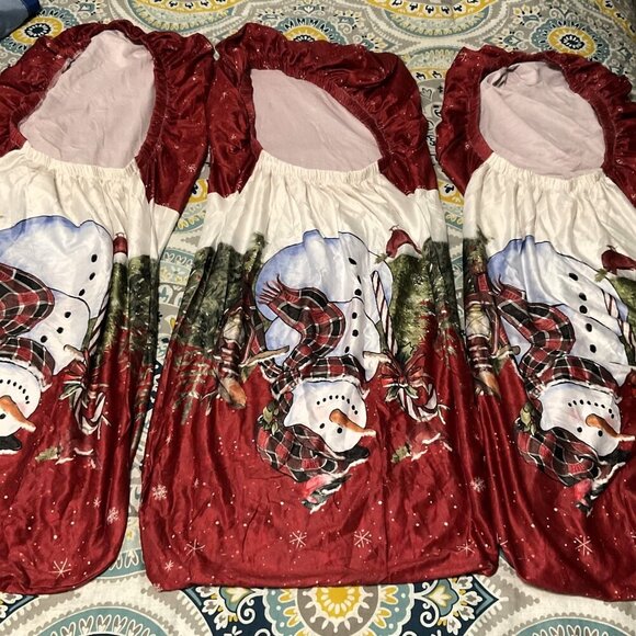 4 NEW SNOWMAN HOLIDAY CHAIR SLIPCOVERS CHRISTMAS SET 4 - Picture 3 of 8